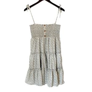 Altar’d State Light Blue Floral Tie Strap Smocked Short Mini Dress - Size L